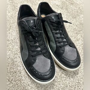 Louis Vuitton Men’s Monogram Leather Suede Sneakers Size 11 Shoes Black Gray LV